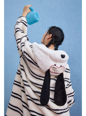 yso【史努比系列】睡袍女冬季珊瑚绒卡通睡袍长款睡衣女家居服厚D