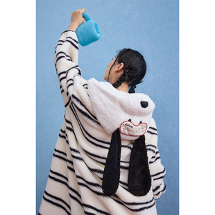 珊瑚绒卡通睡袍长款 睡袍女冬季 睡衣女家居服厚D 史努比系列 yso