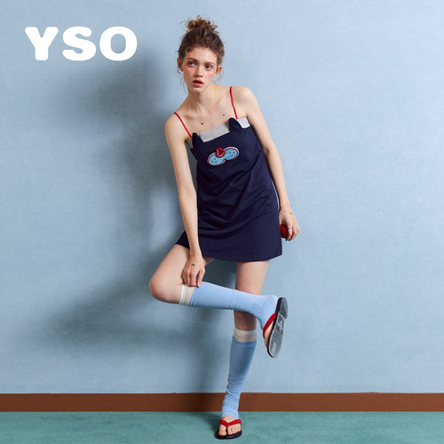 yso【酷猫系列】睡衣女夏新款卡通宽松舒适抹胸吊带睡裙家居服B