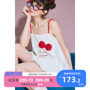 家居服套装 yso 时尚 礼物系列 睡衣女夏印花吊带甜美蝴蝶结短裤