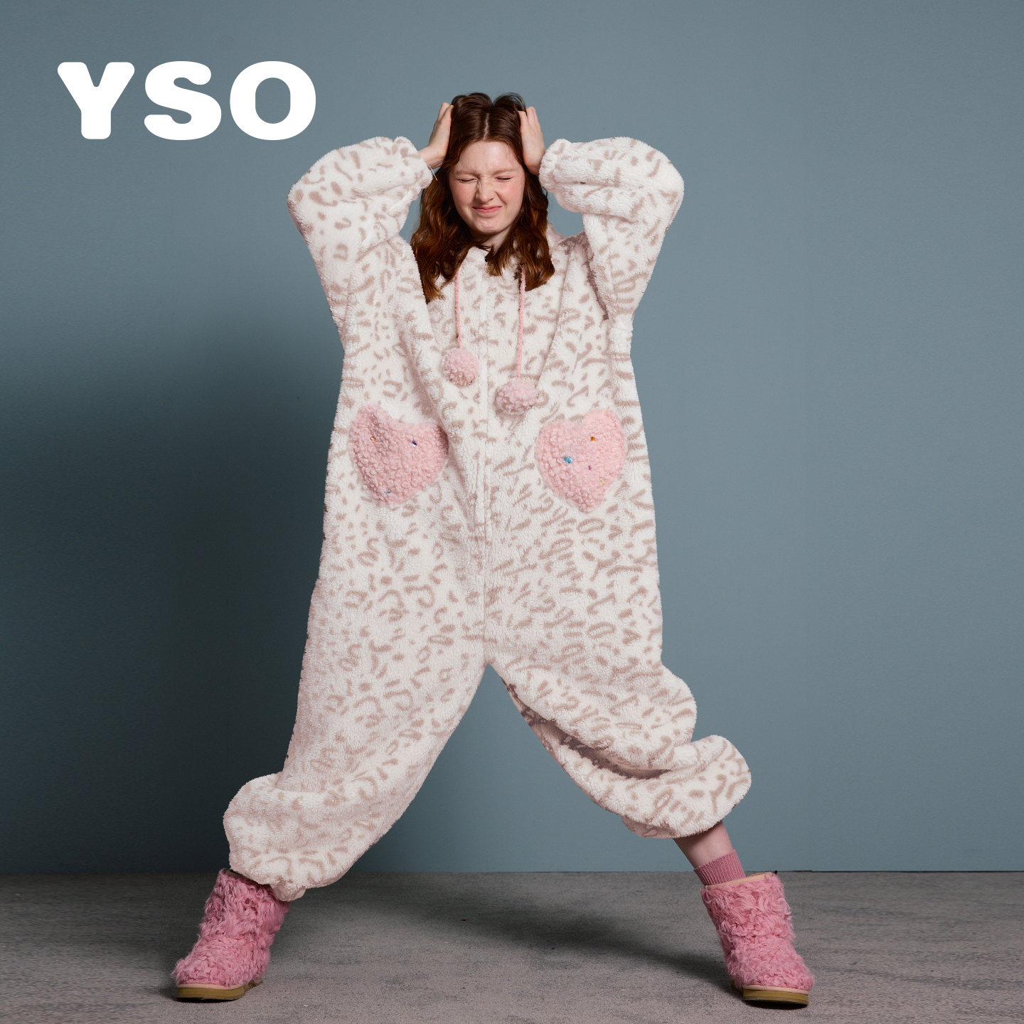 【酷猫系列】yso睡衣女秋冬保暖连体睡袍可外穿家居服D