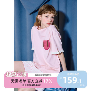 短裤 yso 邦尼兔系列 睡衣女夏短袖 印花甜美可外穿家居服套装