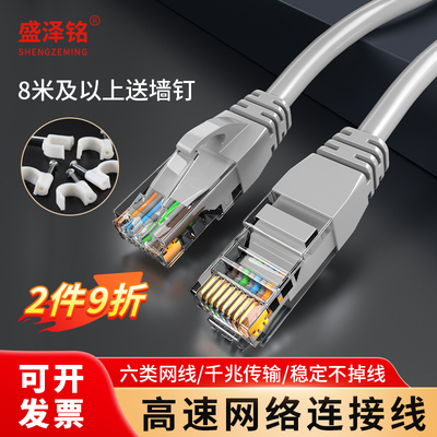 蓝叶家用千兆网线超六6类室外电脑高速宽带线五5成品网络线对接头