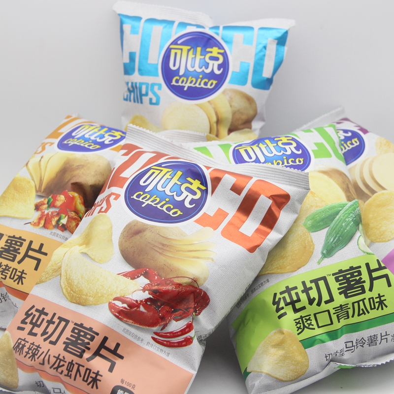 可比克纯切薯片150g*5袋整箱麻辣小龙虾多口味办公室休闲零食包邮