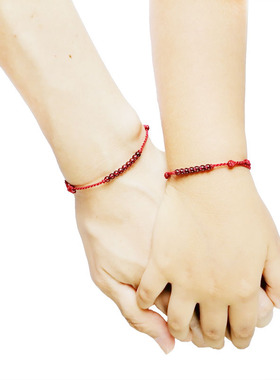 亲子宝宝石榴石原创设计情侣手链