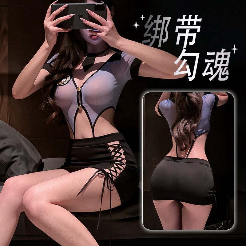 制服连体镂空秘书空姐短裙