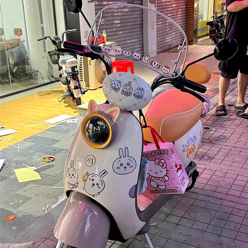 吉伊卡哇乌萨奇可爱卡通电动车装饰贴纸防晒防水贴纸行李箱贴无痕
