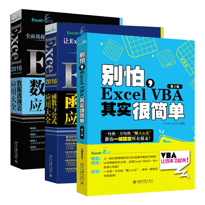 Excel 2016数据透视表应用大全+Excel 2016函数与公式应用大全+别怕 Excel VBA其实很简单第3版北京大学旗舰店正版