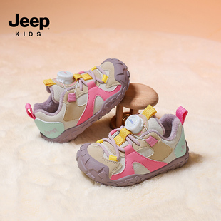 Jeep女童鞋加绒学步鞋保暖二棉鞋宝宝鞋子2026冬季新款小童稳步鞋