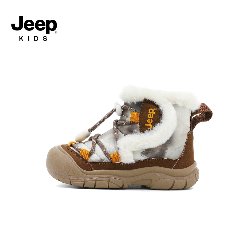 jeep男童宝宝加绒雪地靴防寒防滑女童大棉靴子2025冬季款儿童棉鞋