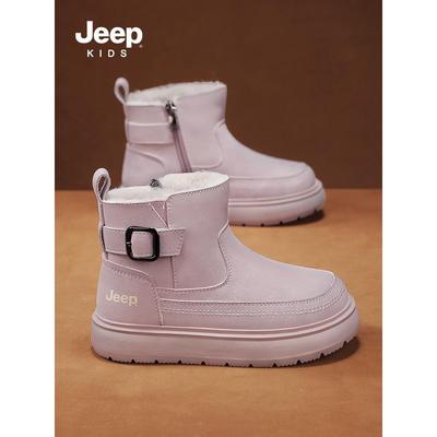 Jeep男童雪地靴抗寒保暖棉靴2025新款冬季加绒加厚儿童大棉鞋女童
