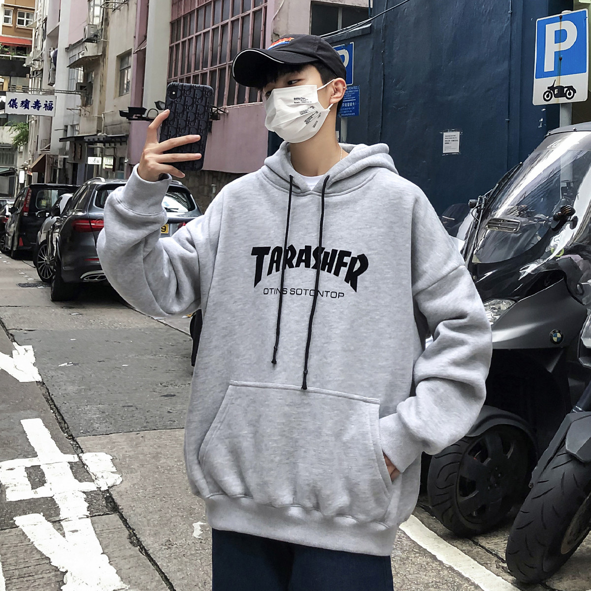 2023秋装新款字母印花男士宽松套头连帽卫衣W117/P50控价68,男装卫衣,电商A148