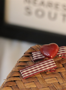 「吾庄」2只装 日系迷你格子发夹原创爱心鸭嘴夹可爱儿童短发边夹