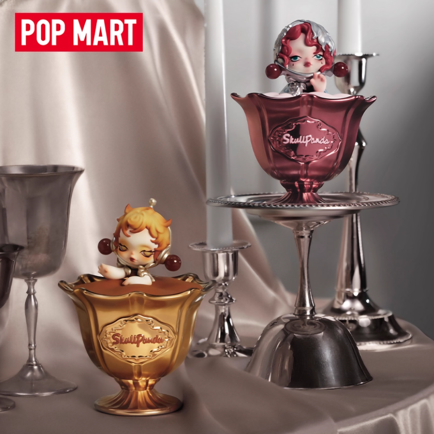POPMART泡泡玛特SKULLPANDA餐桌系列香薰蜡烛盲盒潮玩居家摆件