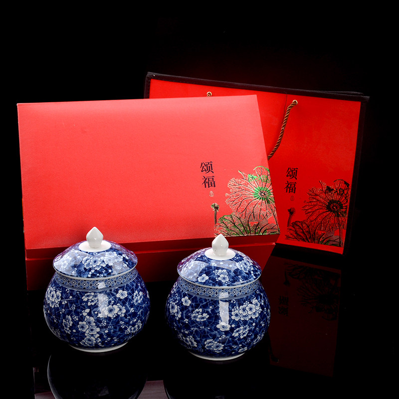 ceramics Tea pot Gift box packing high-grade Large General tank Blue and white porcelain Canister black tea Green Tea Gift box Empty Boxin the Tableware , Tea set , Tea caddy  category - from Buy2taobao.com to provide professional Taobao agent buy service