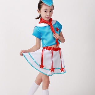 六一热卖儿童演出服装 红领巾时刻准备着舞蹈服儿童集体表演服装