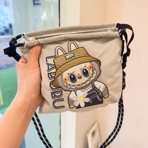 日系刺绣布布拉链包环保袋帆布包单肩斜挎通勤包ball chain