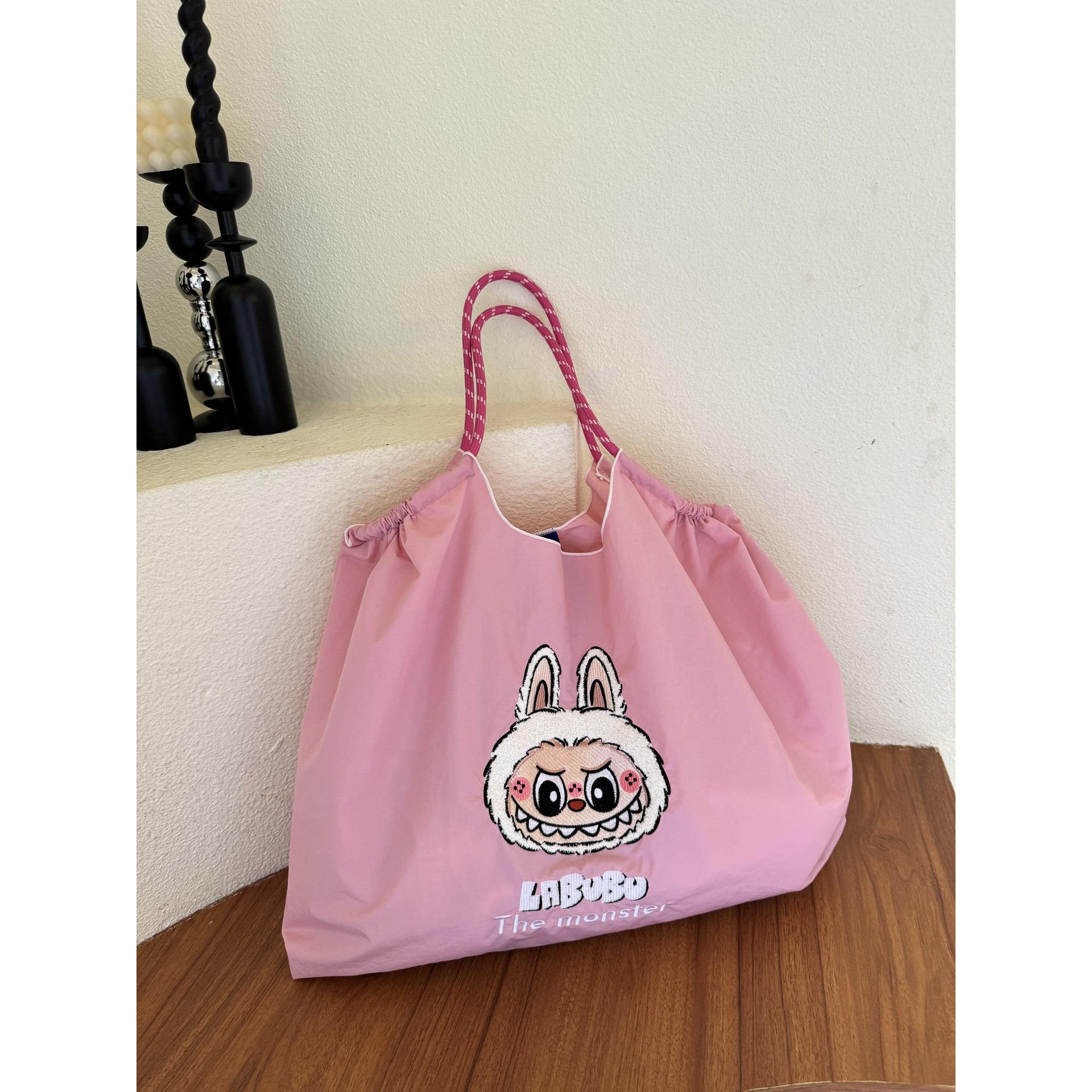 日系刺绣怪兽布布环保购物袋上班通勤帆布单肩斜挎包ball chain