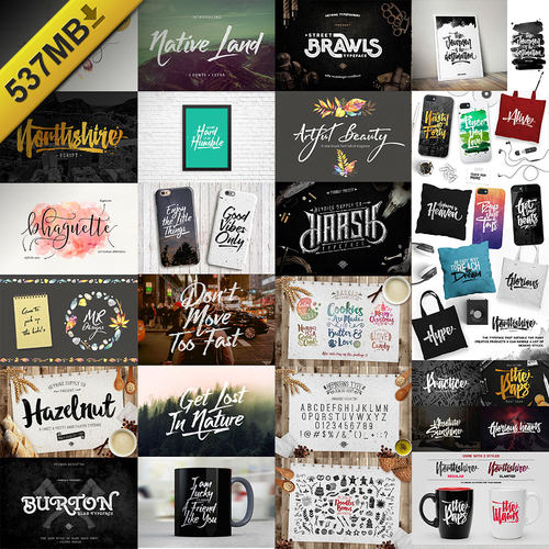 超强合集！复古飘逸潦草英文字体30款 LOGO海报平面设计素材