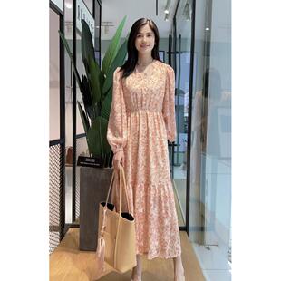【S系列】专柜女装 23秋款长袖印花连衣裙V领长裙子女S23310238L