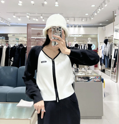 S系列｜专柜正品·撞色修身款双拉链针开衫织外套女S24150214