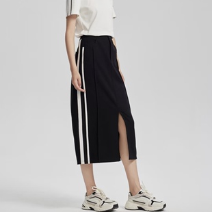 S系列｜“专柜款” 24秋新款高腰百搭中长黑半身裙开叉S24313205