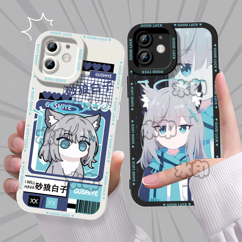 碧蓝档案砂狼白子卡通手机壳适用苹果16新款VIY351517AIR荣耀100OPPOY52S1加ACE516PROMAXK13400A72