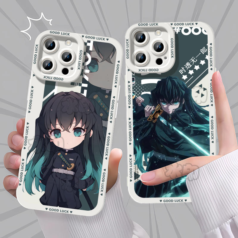 鬼灭之刃无限城时透无一郎霞柱手机壳适用苹果1714荣耀X50红米NOTE15OPPORENO14IQOOZ9TURBO17AIR12华为NOVA1