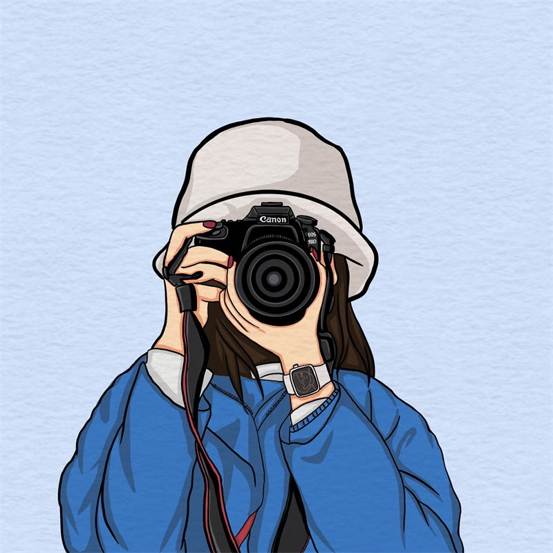 手绘头像定制动漫画摄影q版卡通情侣微信ins约稿手持相机约稿设计