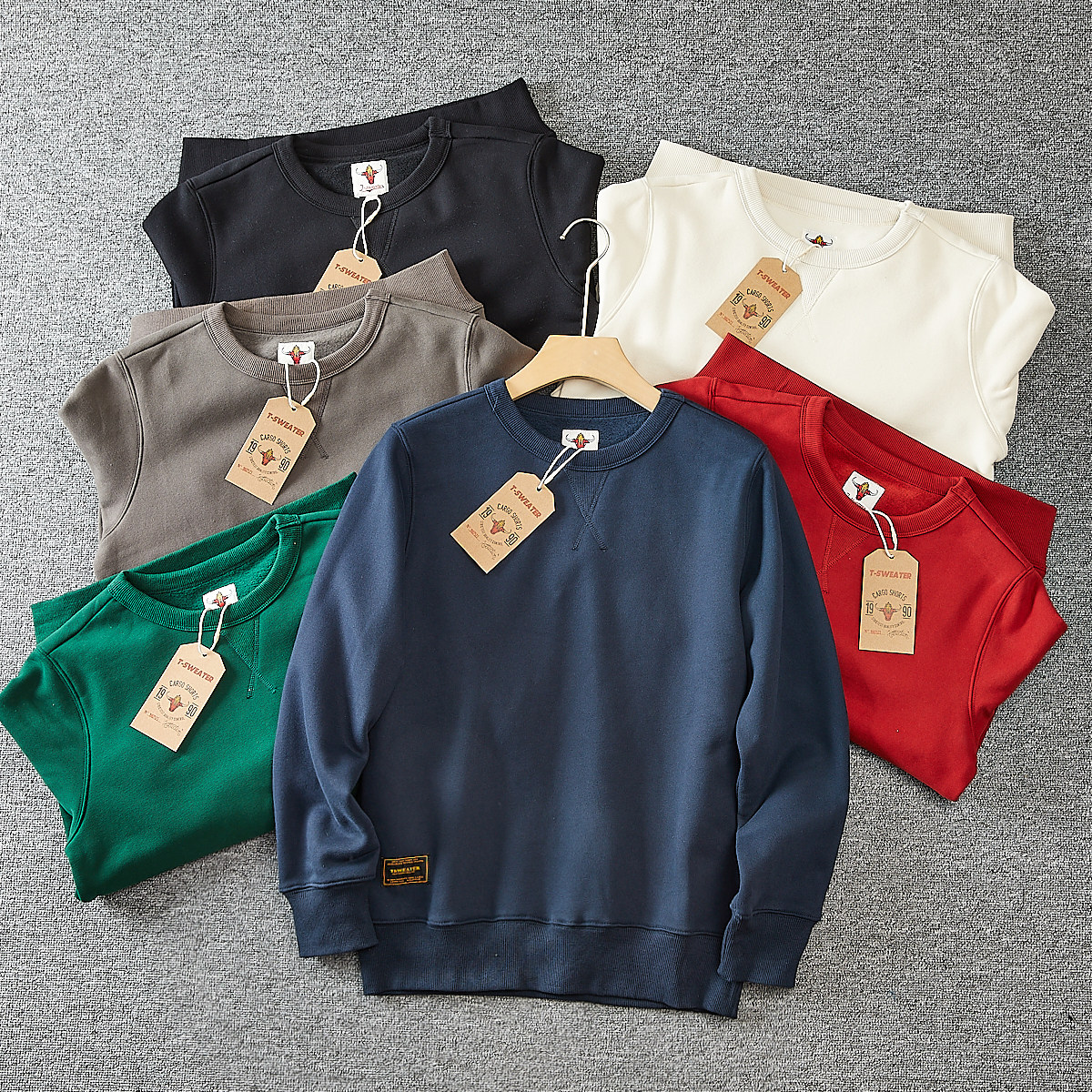 400克重磅珍珠绒！外贸男装情侣款纯色复古百搭宽松圆领套头卫衣,男装,卫衣,淘宝优惠券,粉丝福利购,淘宝优惠卷