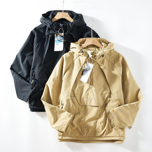 秋季 户外机能外贸男装 连帽冲锋衣夹克外套潮 设计师线 防风防水