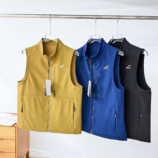 纯色外搭上身立领加绒马甲背心 男冬季 内里复合摇粒绒 出西班牙