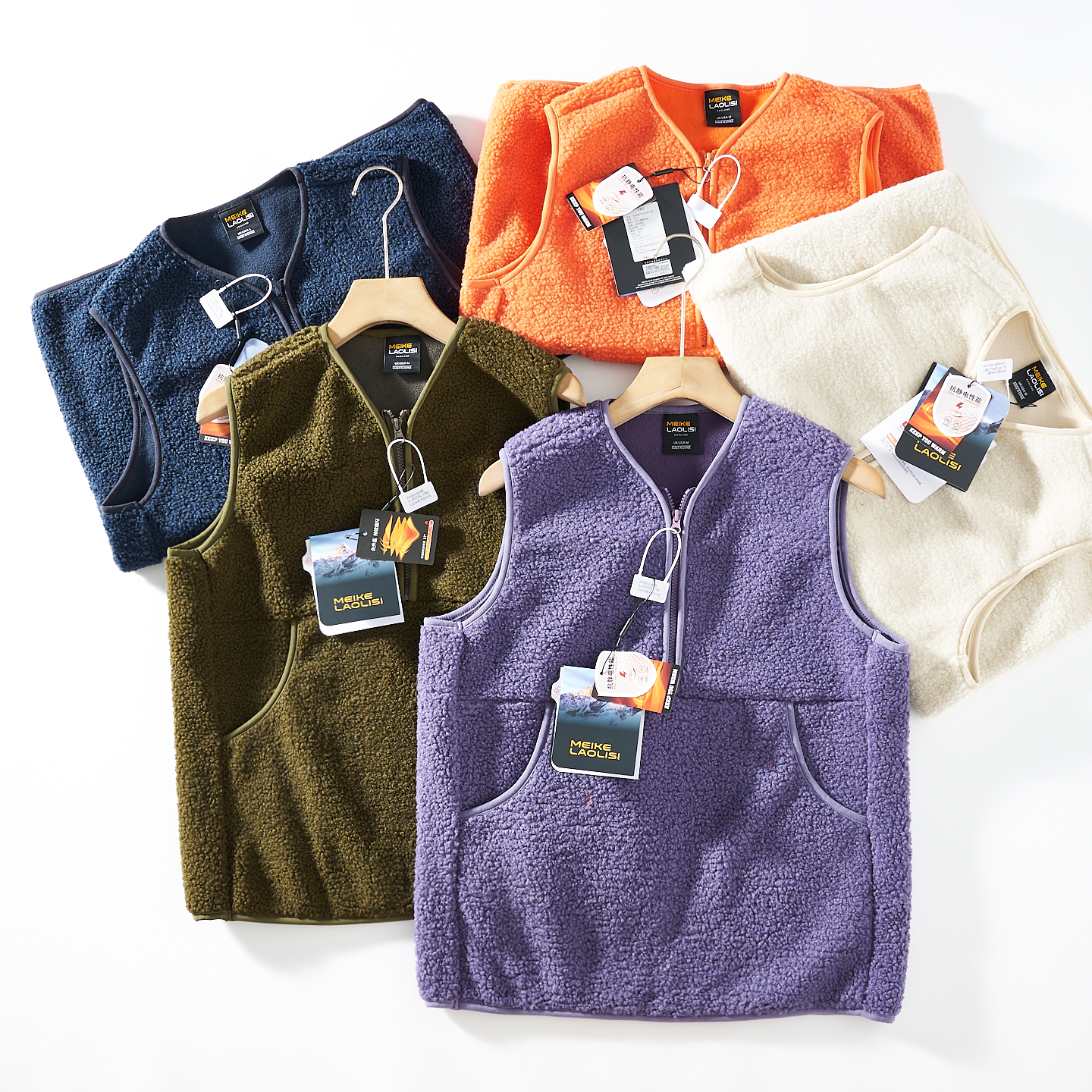 日线联名HEAT聚热保暖摇粒绒秋男女高街休闲半拉链羊羔绒马甲背心