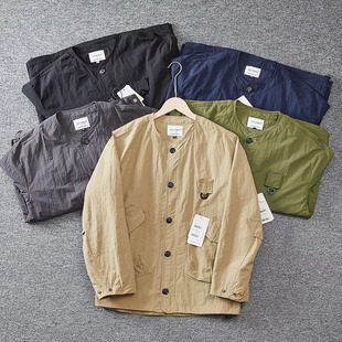 日系复古山系机能潮牌工装外套男春秋季外贸男装薄款无领尼龙夹克
