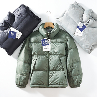 慵懒风！新国标90白鸭绒！男款冬季纯色立领高蓬松时尚面包羽绒服