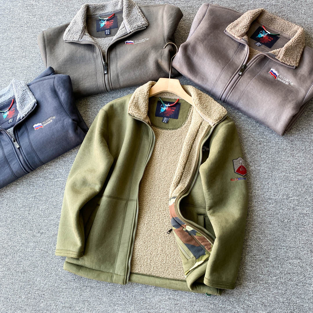 出口俄罗斯航天 三层复合麂皮绒 秋冬男士空气层超柔保暖夹克外套