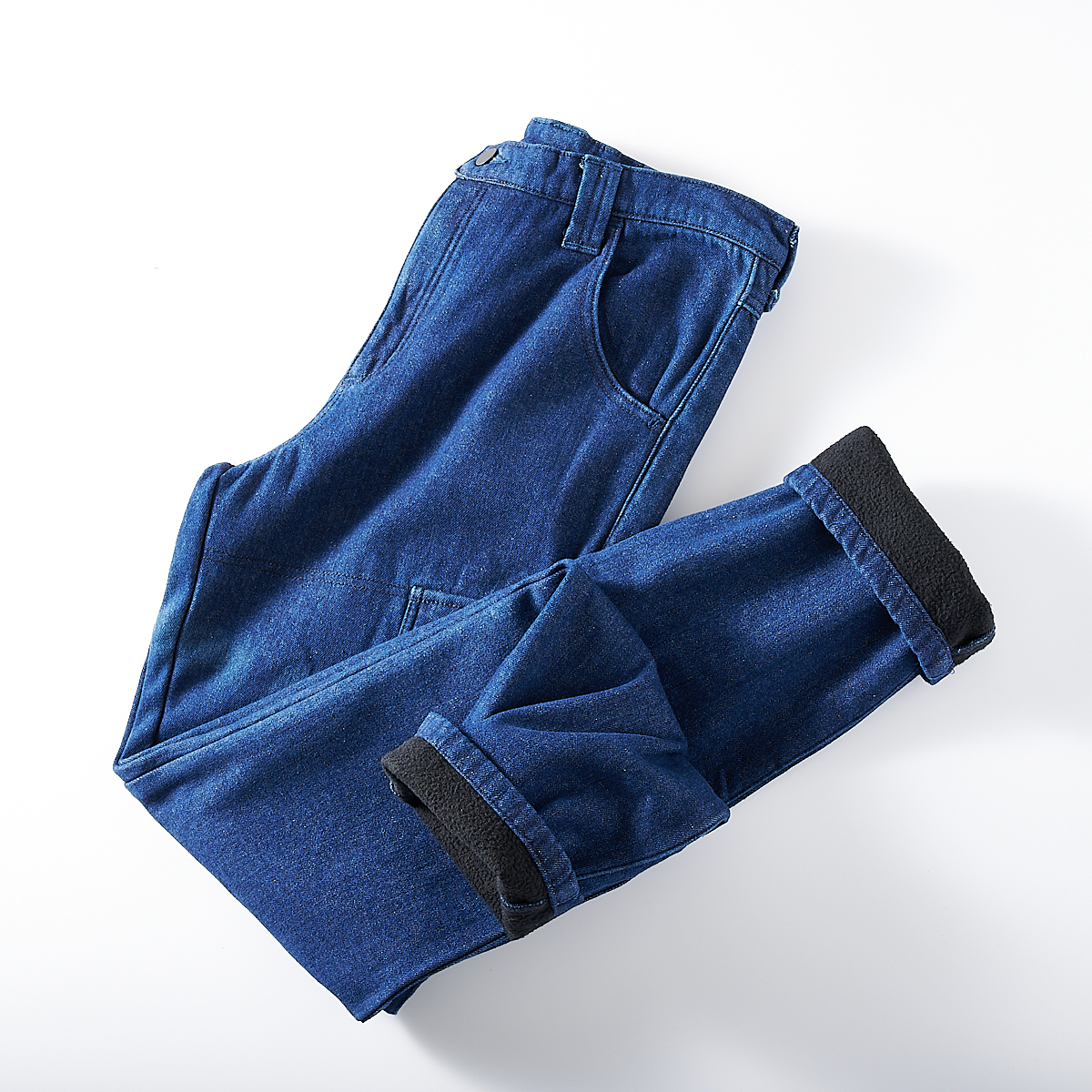 磨毛加厚加绒！福利推荐！秋冬男士外贸贴袋直筒微弹棉质牛仔裤潮