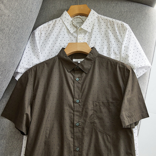 短袖 修身 男士 日本外贸100纯棉夏季 单口袋休闲百搭衬衣 薄款 衬衫