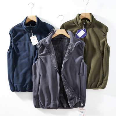 摇粒绒+珊瑚绒！出U品订单！男款秋冬纯色加绒加厚百搭抓绒马甲潮