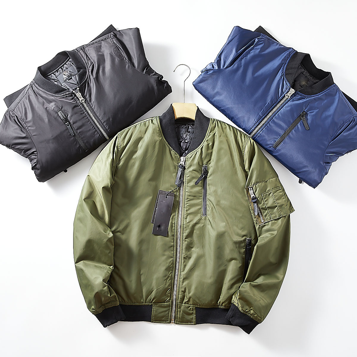 OMD公司单！高阶光泽感 外贸男士秋冬休闲棒球领飞行夹克棉衣外套