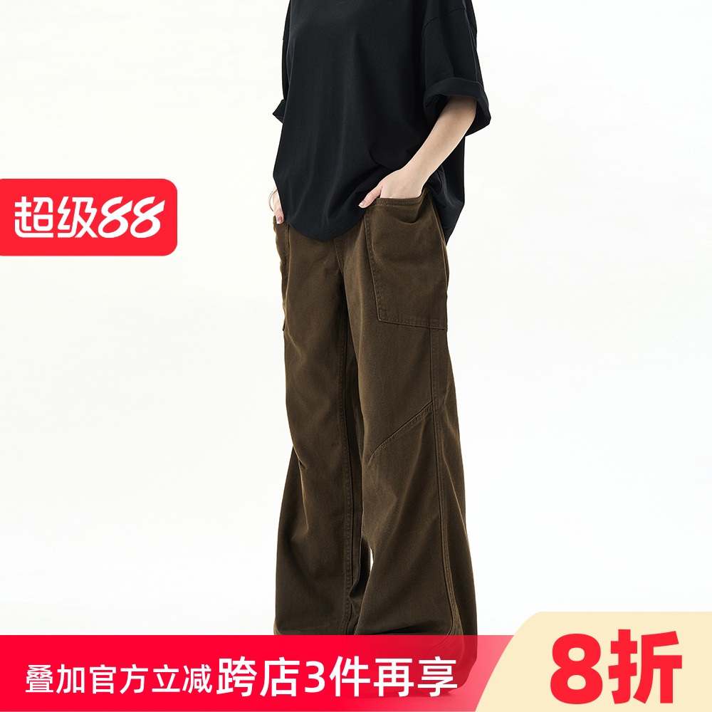 2025新款高街复古工装牛仔裤男女