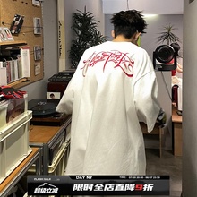 DAY NY原创美式重磅哥特字母刺绣短袖T恤男宽松高街复古上衣tee潮