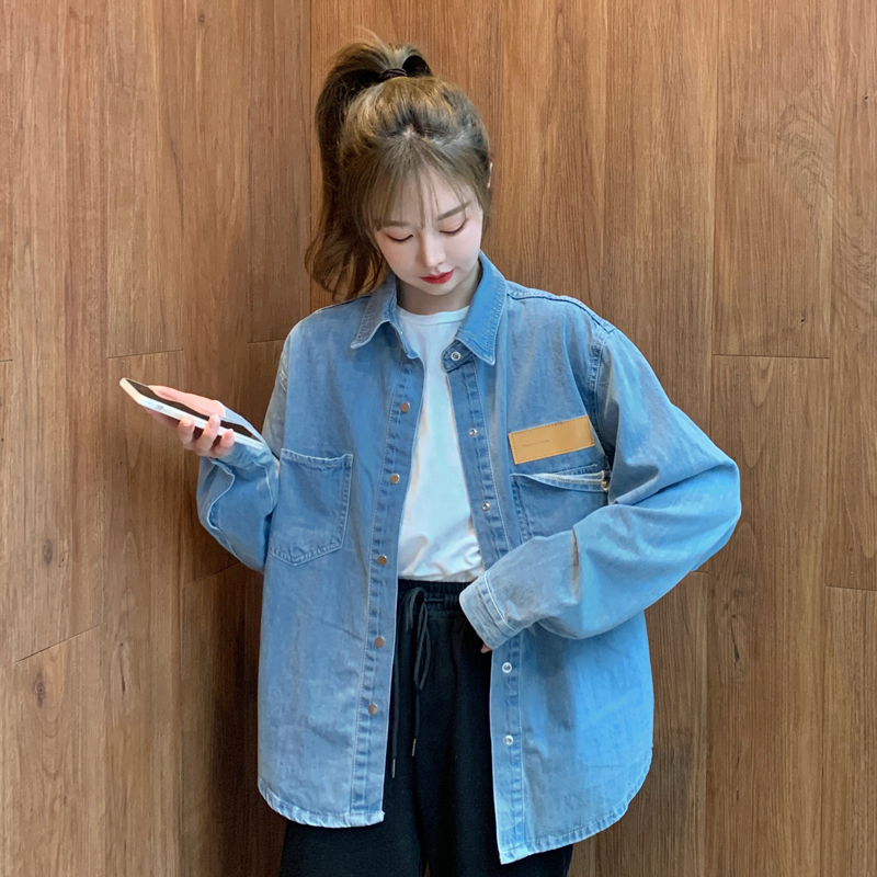 Denim coat women's spring 2021 new Korean BF style loose and versatile student's fashion thin top