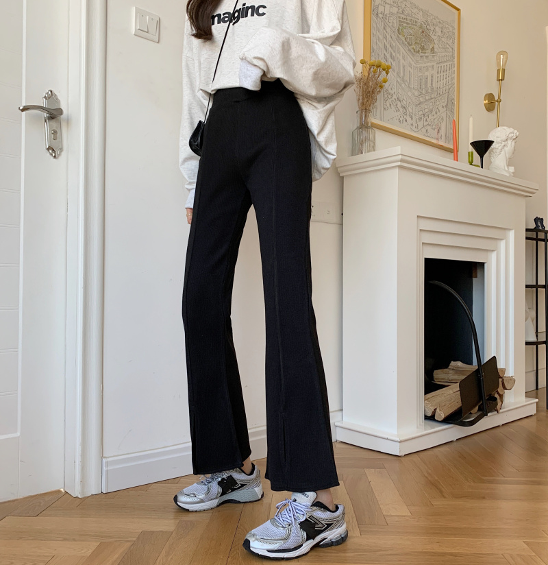 Real shooting and real price spring regular high waist straight tube casual women's bottom casual pants