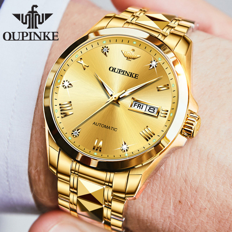 瑞士新款男士手表男表机械表全自动纯黄金色正品名表品牌高档十大