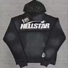 Hellstar Hooded Sweatshirt High Street Washed Vintage Hip-Hop European and American Style Popular Hoodie for Men and Women