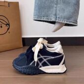 子女2025春秋新款 小众百搭运动鞋 小个子爆款 厚底增高德训鞋 阿甘鞋