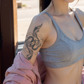 双鱼阴阳 高级感草本刺青果汁仿真防水持久胸前女纹身贴性感花臂