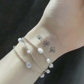 叶片枝叶手指草本纹身贴防水女持久手臂果汁不反光高级感小众辣妹