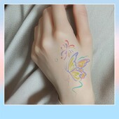 彩色可爱纹身贴防水手指纹身贴小尺寸彩色英文套装 mini烟花小清新